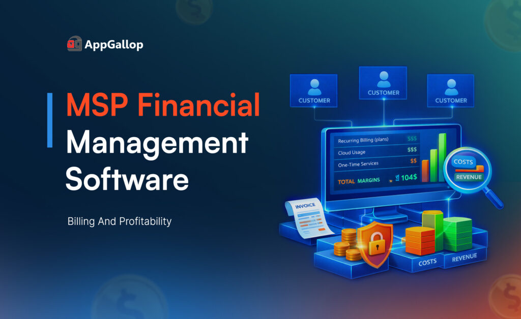 MSP financial management software dashboard showing billing, recurring invoices, and profitability metrics for efficient financial tracking
